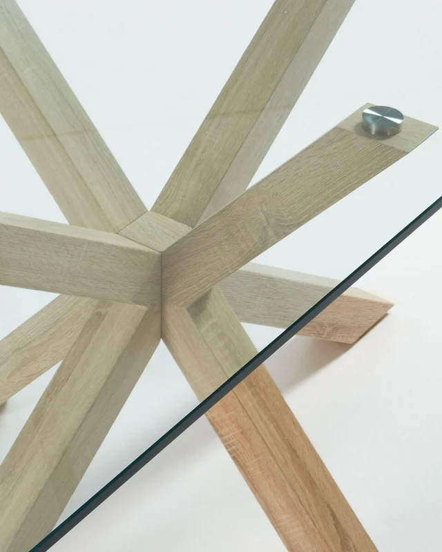 Mesa Argo 200 x 100 cm cristal patas de acero efecto madera en Madera natural - Mesas de comedor, Uruguay | Kavehome, vista 3