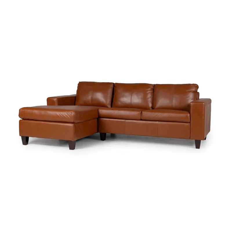 Rinconera Royale - Cuero Básico - Chaise Izquierdo - 457 (Brandy) en Blanco - Sillones y sofás, Uruguay | NYR