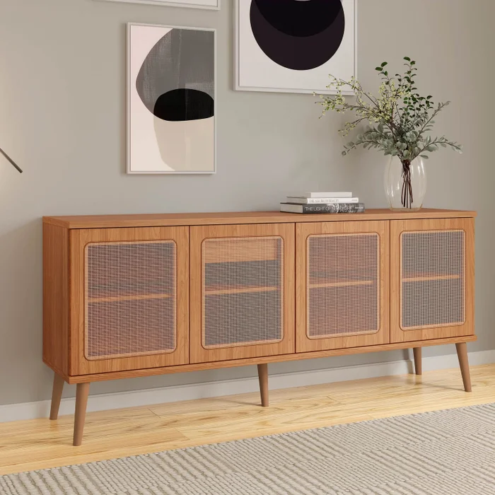 Aparador Ratan Sintetico 180CM 100% Mdf Nórdico C/ 4 Puertas en Madera natural - Aparadores y recibidores, Uruguay | Balton, vista 2