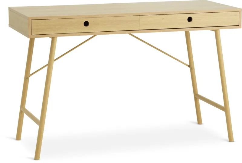 Escritorio LINDVED 48x120 2 cajones color roble en Madera natural - Escritorios, Uruguay | JYSK