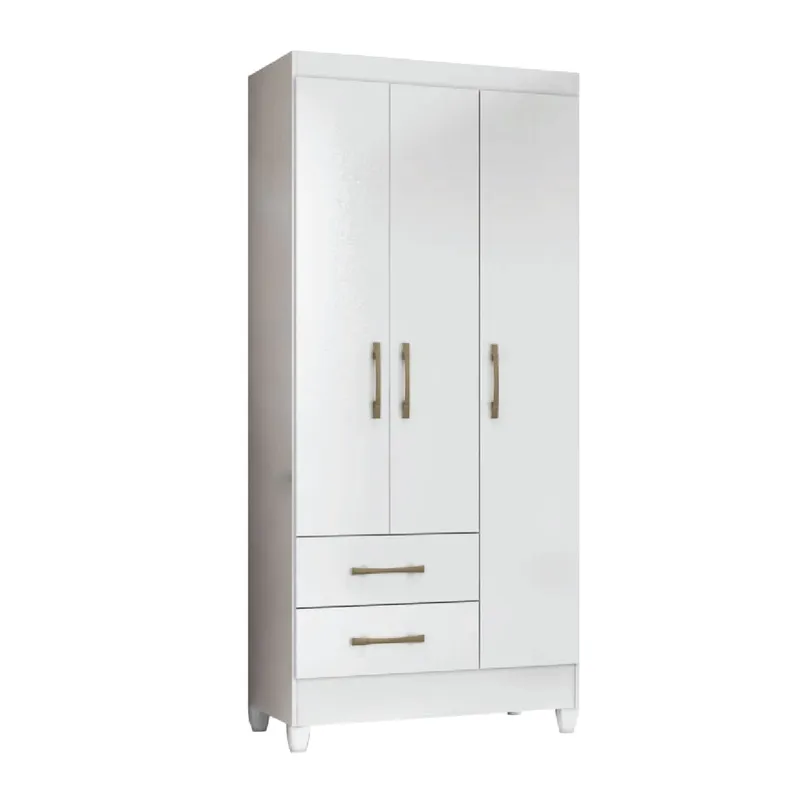 Ropero 3 Puertas 2 Cajones Armario Placard Con Estantes en Blanco - Roperos y placares, Uruguay | Muebles Express