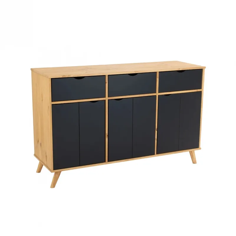 Aparador 3 Puertas 3 Cajones Negro - Línea Berlín - Muebles para TV, Uruguay | Ecowood