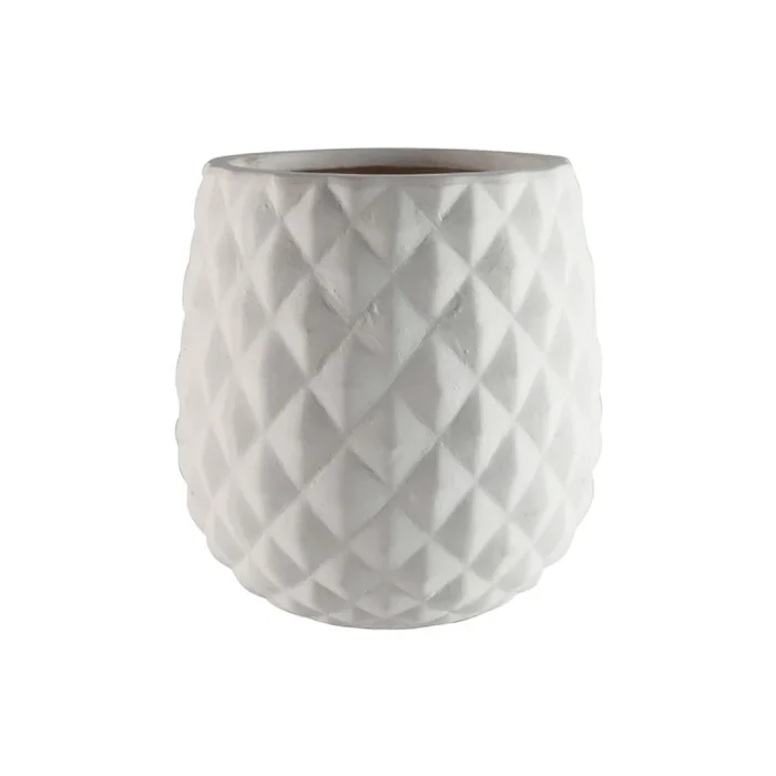 MACETA CERAMICA 13.5X13.5X13CM "ROMBOS" BLANCO en Blanco - Macetas, Uruguay | Koz