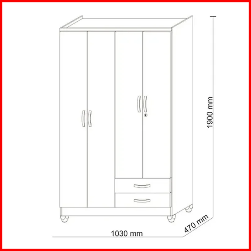 Ropero Line 4 puertas – Line 10065 - Roperos y placares, Uruguay | Punto Unión, vista 3