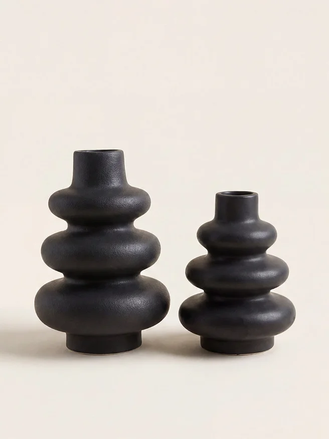 Set Jarrones Cerámica Donas Black en Negro - Jarrones, Uruguay | Cabana, vista 2
