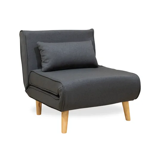 Sofa Cama 1 Plaza Plegable Patas De Madera Tapizado Tela en Gris - Sillones y sofás, Uruguay | Soy Hogar