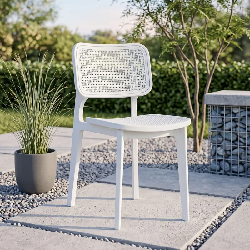 Silla Simil Rattan de polipropileno - Blanco en Blanco - Muebles para el exterior, Uruguay | Rústico Hogar