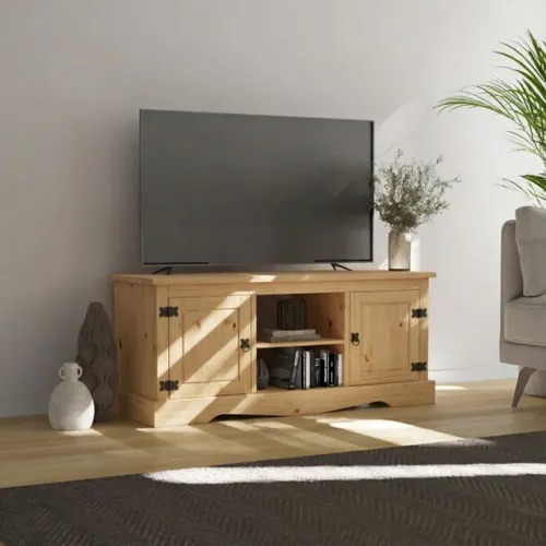 Rack 2 puertas 1 Estante - 160cm - Linea Mexicana - Natural en Madera natural - Muebles para TV, Uruguay | Rústico Hogar