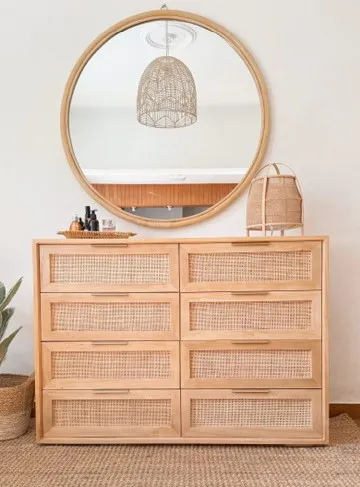 Cómoda de 8 cajones en Madera natural - Cómodas, Uruguay | Decoramuss