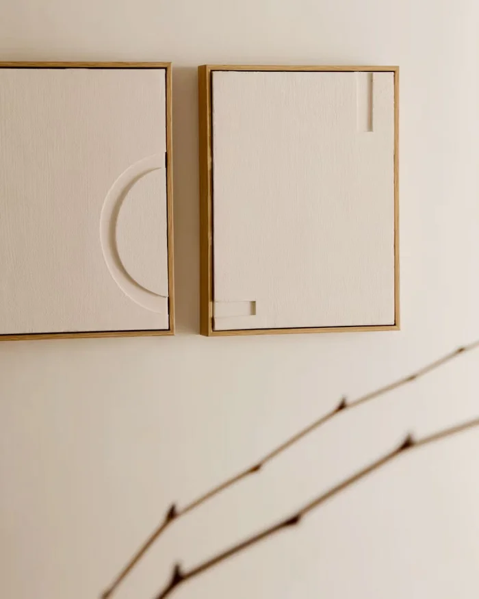 Set Sefri de 2 cuadros blanco 30 x 40 cm en Blanco, Natural - Decoración de pared, Uruguay | Kavehome, vista 2