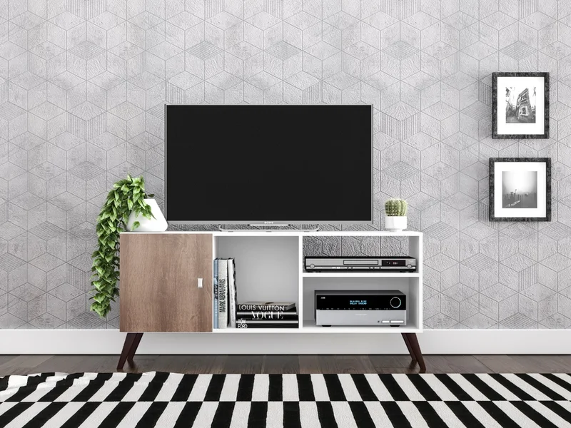 Rack Tv Linea Retro Mesa De Living 1 Puerta Rt3014 Blanco en Blanco - Muebles para TV, Uruguay | Soy Hogar, vista 5