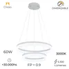 Colgante led 2 Fajas de anillos- 60W Dimerizable en Blanco - Lámparas colgantes, Uruguay | Iluminica, vista 3 de 6