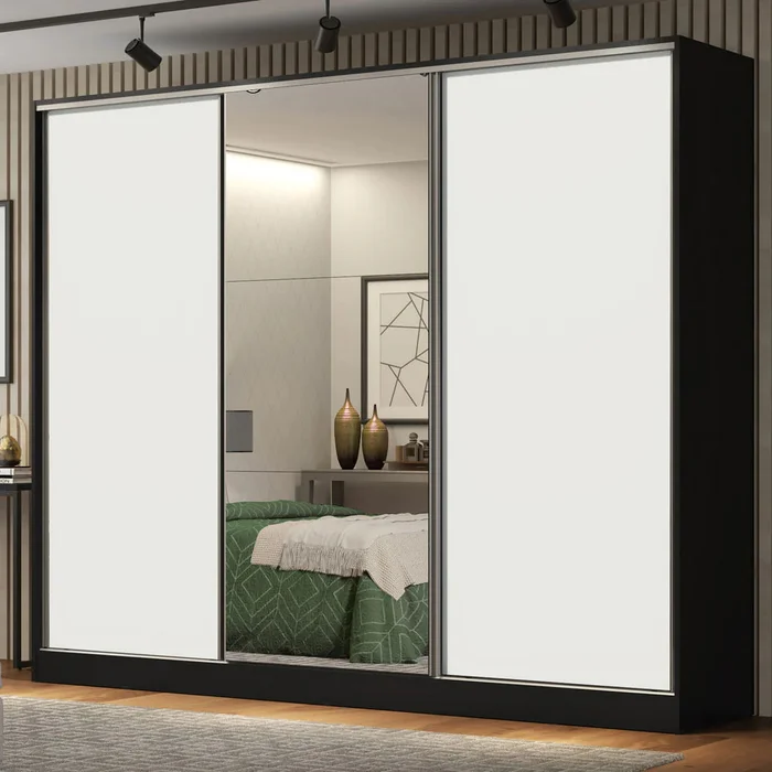 Ropero Placard Matrimonial 100% MDF Zurique 231cm Puertas Corredizas c en Negro - Roperos y placares, Uruguay | Balton, vista 5