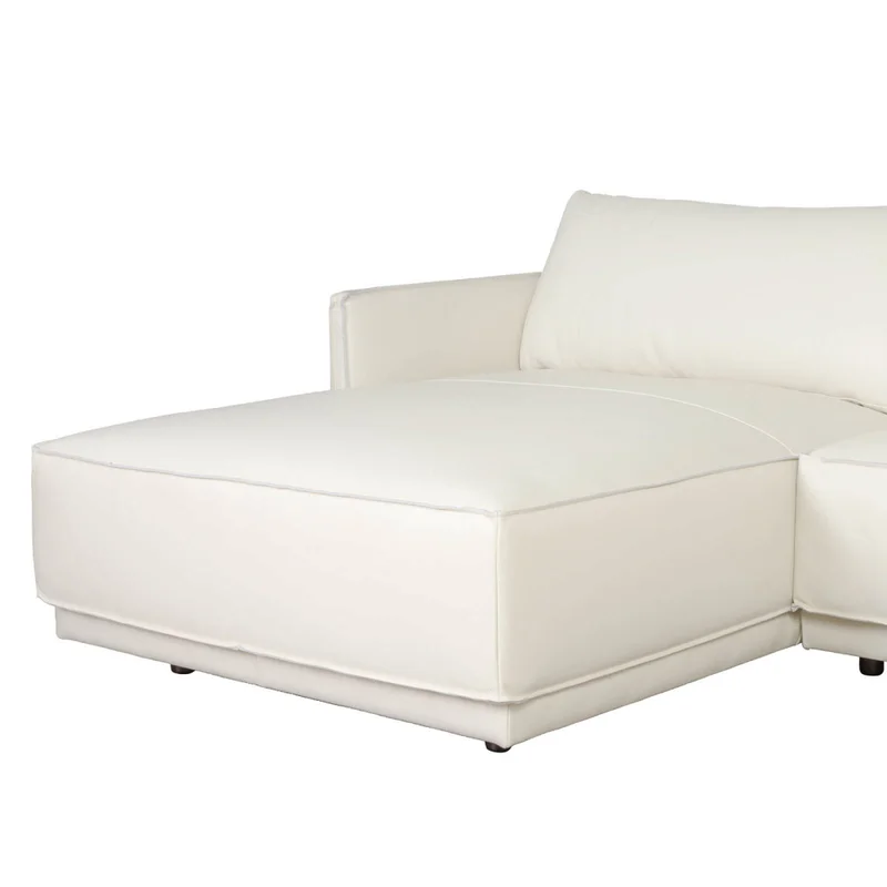 Sillón C/chaise 3 Cuerpos Cuero-100-natural Blanco Romeo Tp2 Grano Izquierdo en Blanco - Sillones y sofás, Uruguay | Divino, vista 3