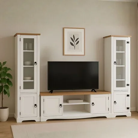 Promo Rack de TV + Paneleros Linea Naturale - Blanco en Blanco - Muebles para TV, Uruguay | La Cueva Muebles, vista 8