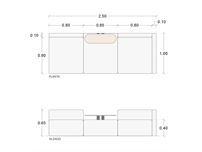 Pouff modular Minnesota en arena-3265 - Sillones y sofás, Uruguay | Arquetipo, vista 2