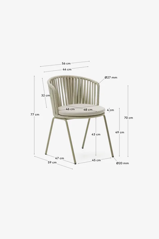 Silla exterior Saconca de cuerda y acero con acabado pintado - beige en Beige - Sillas, Uruguay | Kavehome, vista 10