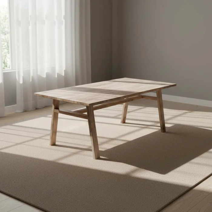 Mesa De Comedor Madera Natural-beige Mango en Madera natural - Mesas de comedor, Uruguay | Divino