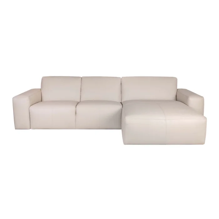 Sofa Con Chaise Más De 4 Cuerpos Cuero-y-madera Natural-beige Loft Arena en Beige - Sillones y sofás, Uruguay | Divino, vista 2
