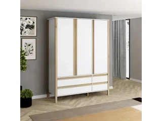 Ropero Combinado Madera 3P, 4C Blanco/Miel - Roperos y placares, Uruguay | Quesal, vista 4