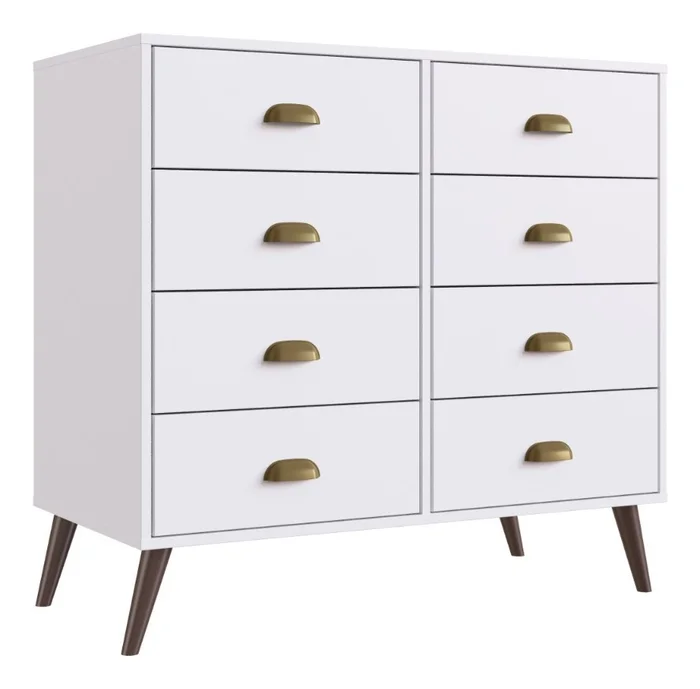 Comodas Cajoneras 8 Cajones Living Dormitorio Compacta en Blanco - Cómodas, Uruguay | Muebles Express