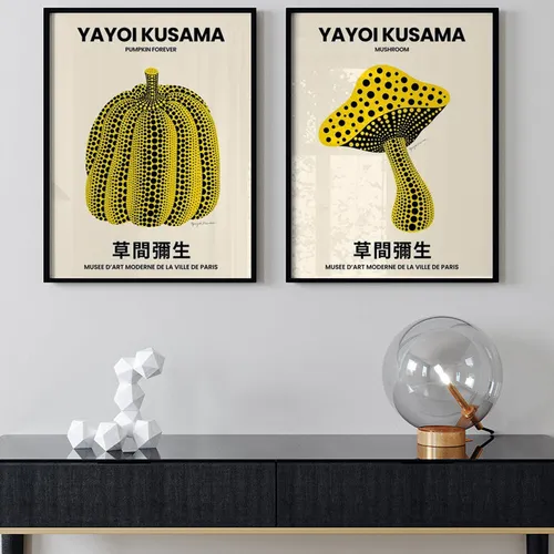 Yayoi kusama - Pumpkin & Mushroom en Amarillo - Láminas, Uruguay | La Cuadrería