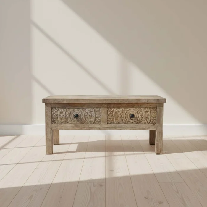 Mesa Ratona Madera-de-mango Natural-beige India Natural en Madera natural - Mesas de living, Uruguay | Divino