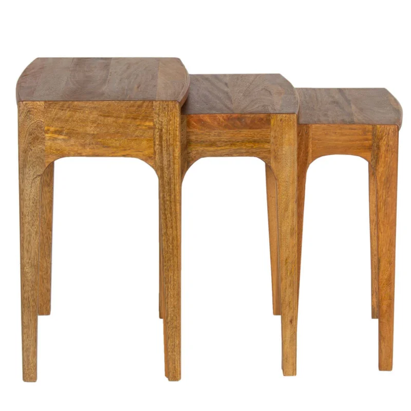 Set Mesas Madera Marron Vintage Castaño en Marrón - Mesas de living, Uruguay | Divino, vista 3