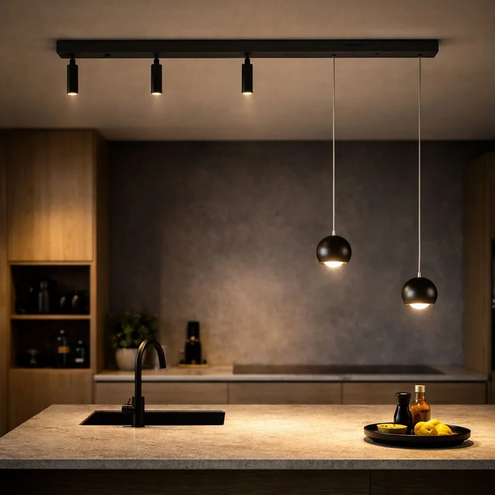 Aplique Colgante led con 3 spot direccionables 25W en Negro - Lámparas colgantes, Uruguay | Iluminica