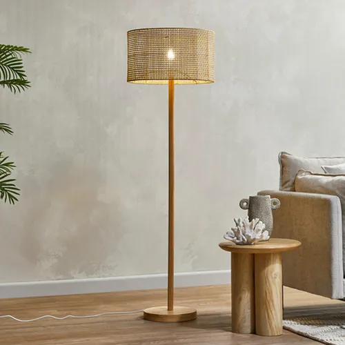 Lámpara de pie Borneo en Madera natural - Lámparas de pie, Uruguay | Alta Gracia Deco