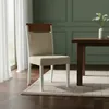 Silla tapizada en tela beige, patas en color blanco - PRODUCTO CON PEQUEÑOS DETALLES. en Madera natural - Sillas, Uruguay | Champagne Home, vista 1 de 5