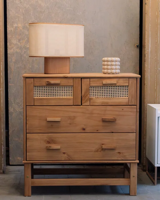 Cómoda Madera de Pino y Rattán Natural - Linea Yakarta en Madera natural - Cómodas, Uruguay | Berna Home, vista 5