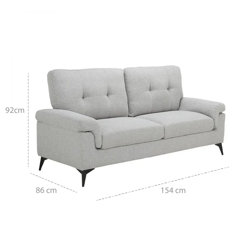 Sillón 2 Cuerpos Tela y Madera Natural Living - Lamona - Gris Claro en Gris - Sillones y sofás, Uruguay | Rústico Hogar, vista 4