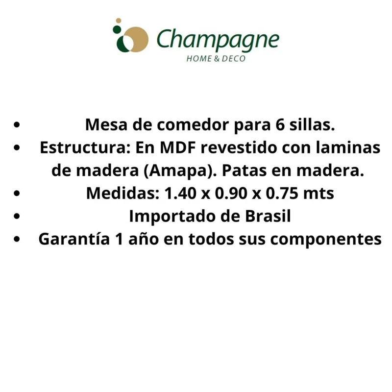 MESA COMEDOR - LACA BLANCA - VIDRIO BLANCO en Blanco - Mesas de comedor, Uruguay | Champagne Home, vista 3