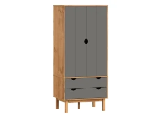 Ropero 2P, 2C y 2 estantes Mel/Gris Linea Nordica en Madera Maciza en Mel/Blanco - Roperos y placares, Uruguay | Quesal, vista 13