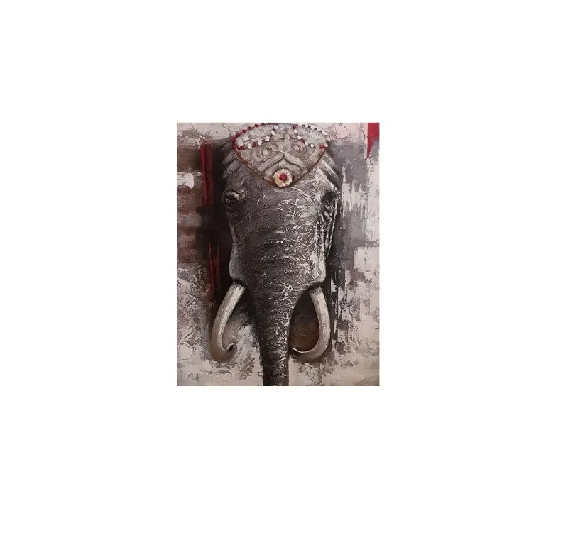 Oleo Decorativo Elefante India Grande en Gris - Decoración de pared, Uruguay | Finkel