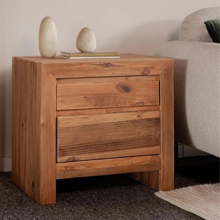 Mesa de Luz Rústica en Madera natural - Mesas de luz, Uruguay | Fábrica Italiana