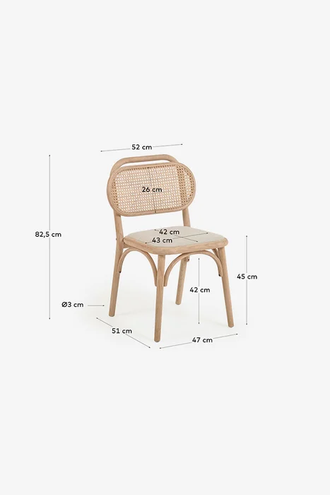Silla Doriane de madera maciza - de roble acabado natural y asiento de tela en Madera natural - Sillas, Uruguay | Kavehome, vista 9