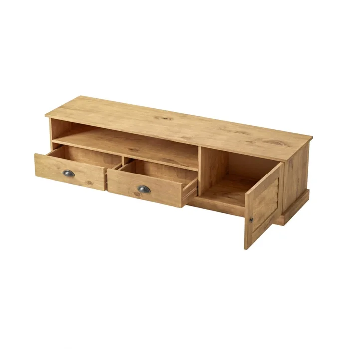 Rack de TV - 1 Puerta - 2 Cajones - Línea Oslo - Natural en Madera natural - Muebles para TV, Uruguay | Ecowood, vista 2