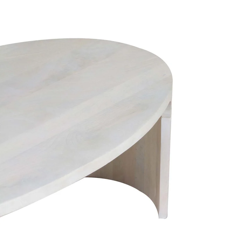 Mesa Ratona Madera Blanco Oval en Blanco - Mesas de living, Uruguay | Divino, vista 6