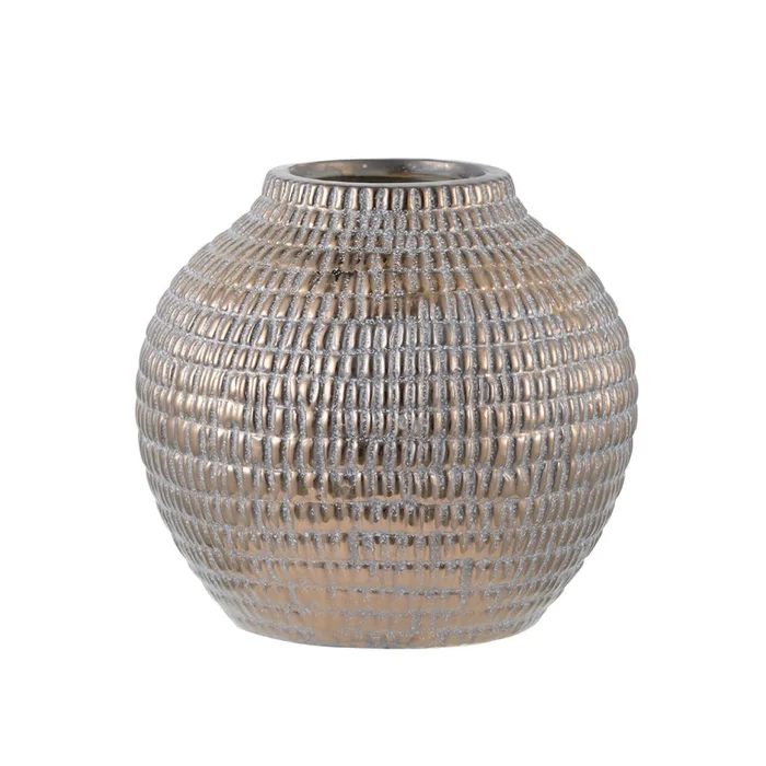 FLORERO GRANDE 20x20x19CM CERAMICA DORADO en Dorado - Jarrones, Uruguay | Koz
