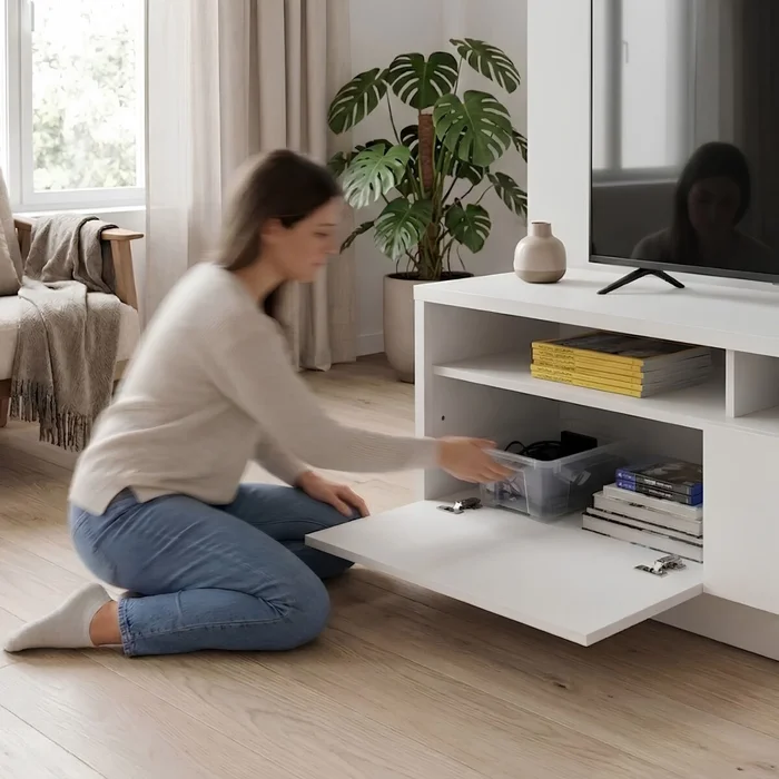 Rack de Tv 219 - Aspen - Blanco en Blanco - Muebles para TV, Uruguay | Rústico Hogar, vista 4