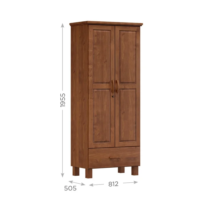 ROPERO BRONZE 2 PUERTAS 1 CAJON IMBUIA - 1140 C (NUEVO) en Marrón - Roperos y placares, Uruguay | Rosas Hermanos, vista 2