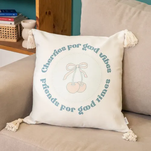 Funda de Almohadón con Flecos Cherry Good Vibes - Textiles, Uruguay | Arredo