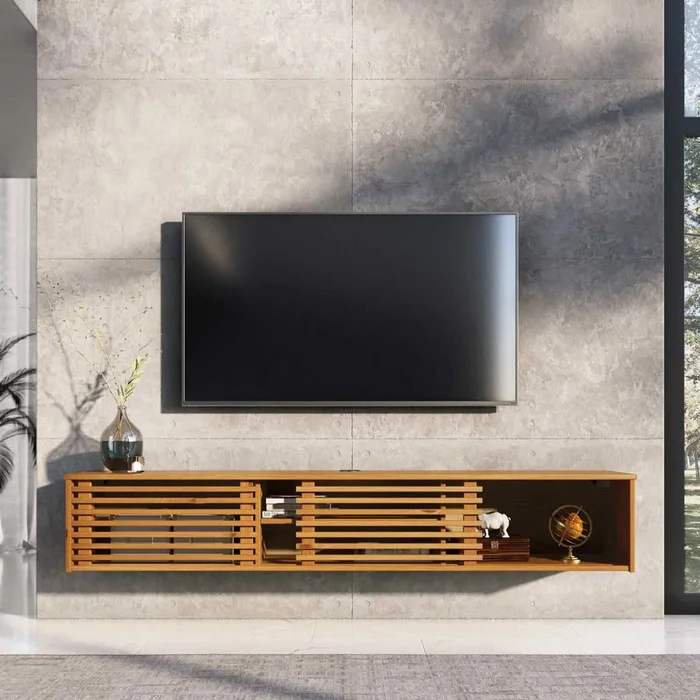 Rack Suspendido TV 175CM Ripado Riven - Madera Maciza en Madera natural - Muebles para TV, Uruguay | Balton, vista 8