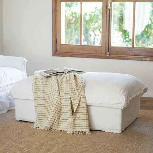 Puff Elsa lino white en Blanco - Sillones y sofás, Uruguay | De Arcos