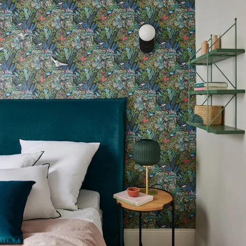 Respaldo tapizado con vivos pestaña en Azul - Dormitorio, Uruguay | Pieza Clave
