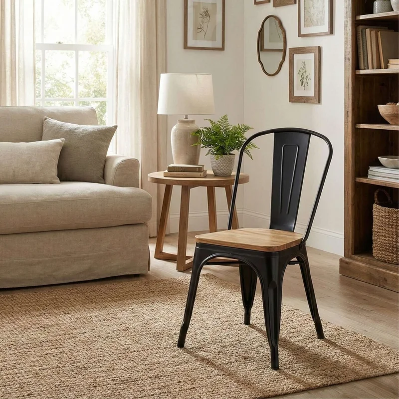 Silla asiento de Madera Tolix - Negro en Negro - Sillas, Uruguay | Rústico Hogar, vista 3