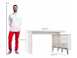 Escritorio en "L" con 2 cajones, 5 estantes dakar/Blanco en Blanco - Escritorios, Uruguay | Quesal, vista 3