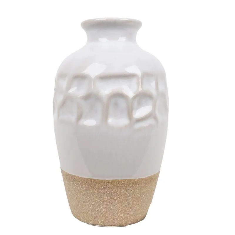 FLORERO JARRON 8.5x8.5x14.5CM CERAMICA BLANCO/NATURAL en Blanco - Jarrones, Uruguay | Decohogar